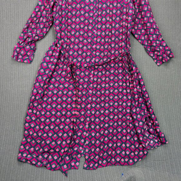 Terra & Sky Womens 2X Geometric Print Dress In Pink & Blue - Made In India - Picture 7 of 11
